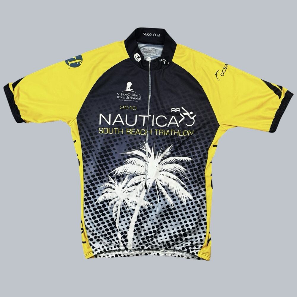 Sugoi Nautica South Beach Triathlon 2010 Cycling Jersey Yellow Black M -109